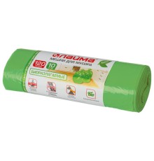 Мешки для мусора биоразлагаемые 120 л, зеленые, в рулоне 10 шт., ПНД 17 мкм, 70х110 см, LAIMA, 601402