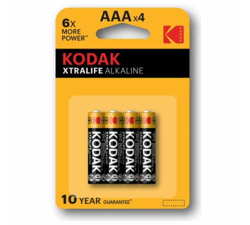 Батарейки алкалиновые "мизинчиковые" КОМПЛЕКТ 4 шт., KODAK Xtralife Alkaline, ААА (LR03,15А), блистер, Б0014329 Батарейки алкалиновые "мизинчиковые" КОМПЛЕКТ 4 шт., KODAK Xtralife Alkaline, ААА (LR03,15А), блистер, Б0014329