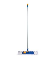 Швабра с флаундером 40 см, черенок 120 см, резьба 1,6 см, МОП микрофибра/абразив, карманы (ТИП К), LAIMA, 601461