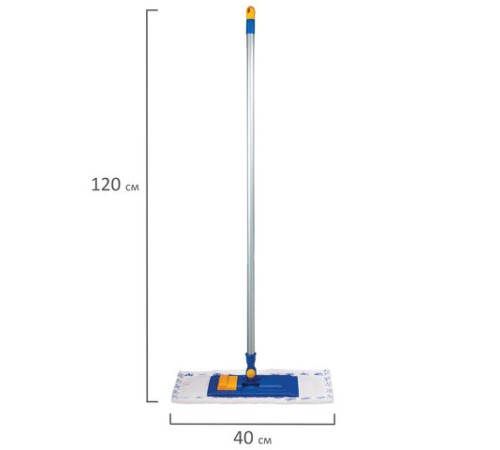 Швабра с флаундером 40 см, черенок 120 см, резьба 1,6 см, МОП микрофибра/абразив, карманы (ТИП К), LAIMA, 601461