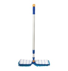 Швабра двусторонняя 40 см, телескопический черенок 130 см (алюминий), резьба 1,6 см, микрофибра, LAIMA, 601465