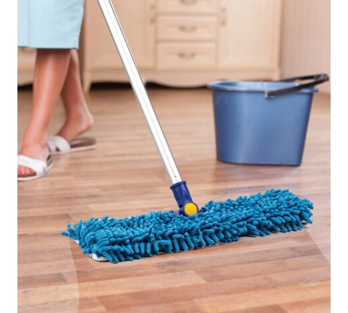 Швабра двусторонняя 40 см, телескопический черенок 130 см (алюминий), резьба 1,6 см, микрофибра, LAIMA, 601465