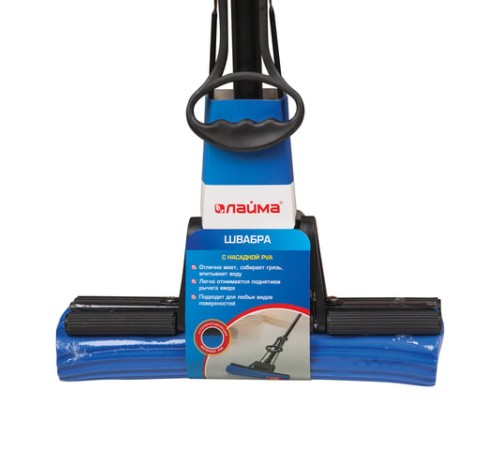 Швабра самоотжимная, роликовый отжим, насадка PVA 26 см, черенок 110 см, LAIMA, 601466