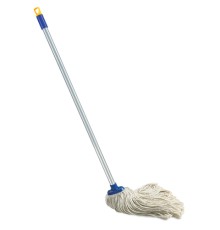 Швабра с веревочной насадкой, черенок 120 см, еврорезьба, 165 г (хлопок), ворс 26 см, LAIMA, 601470