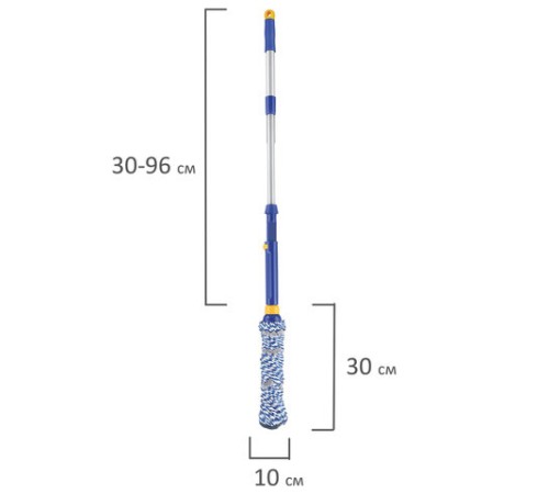 Швабра самоотжимная, скручивающийся отжим, МОП из микрофибры, телескопический черенок 96 см, LAIMA, 601471