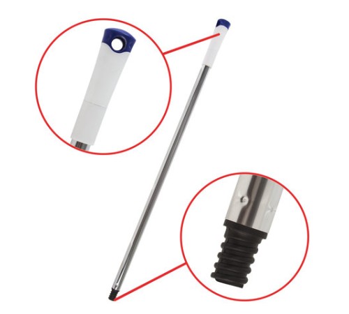 Совок для мусора + щетка, рукоятки 67 см, резиновая кромка, сбрасывание, сине-белый, LAIMA, 601473