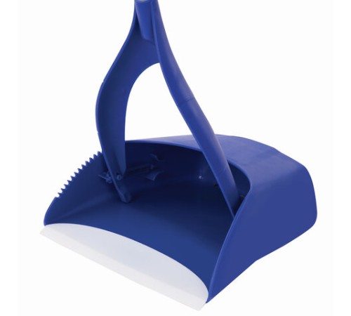 Совок для мусора + щетка, складной, металлические рукоятки 66 см, резиновая кромка, синий, LAIMA, 601474