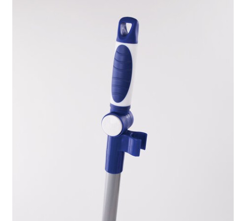 Совок для мусора + щетка, складной, металлические рукоятки 66 см, резиновая кромка, синий, LAIMA, 601474