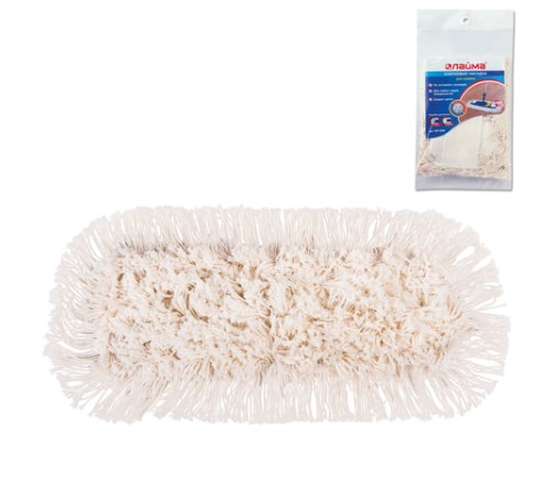 Насадка МОП плоская для швабры/держателя 42 см, уши/карманы (ТИП У/К), хлопок 4,5 см, упаковка, LAIMA, 601480