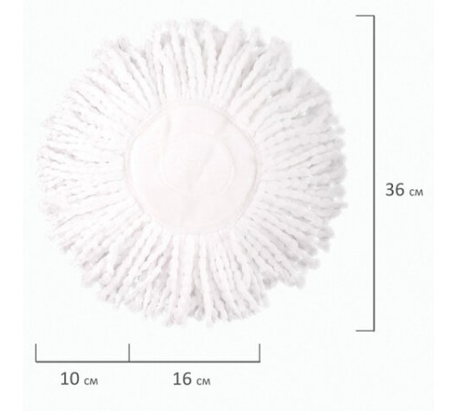 Насадка МОП круглая для швабры из набора для уборки 601459, крепление липучка, микрофибра, d - 16 см, LAIMA, 601487