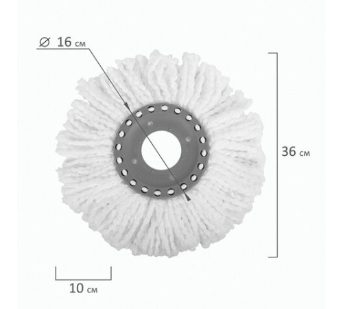 Насадка МОП круглая для швабры из набора для уборки, крепление кольцо, микрофибра, d-16 см, LAIMA, 601488