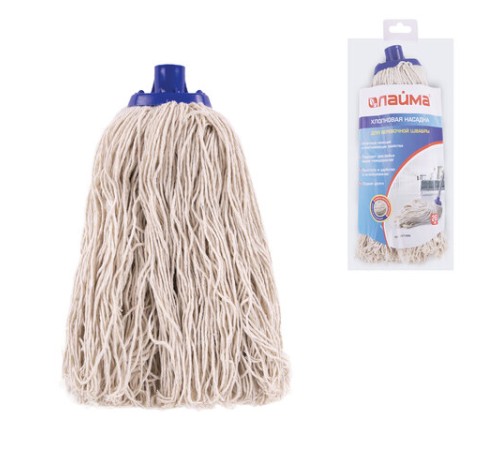 Насадка МОП для швабры LAIMA, веревочная, длина ворса 26 см,165 г, хлопок, швабра 601470, для дома и офиса, 601489