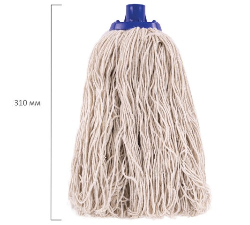 Насадка МОП для швабры LAIMA, веревочная, длина ворса 26 см,165 г, хлопок, швабра 601470, для дома и офиса, 601489