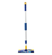 Окномойка LAIMA, алюминиевая телескопическая ручка 76-125 см, рабочая часть 25 см (стяжка, губка, ручка), для дома и офиса, 601493
