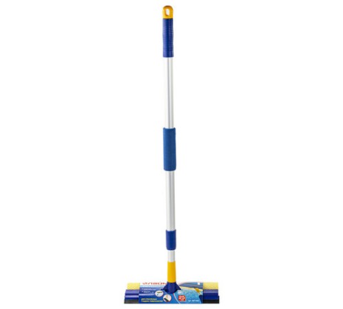 Окномойка LAIMA, алюминиевая телескопическая ручка 76-125 см, рабочая часть 25 см (стяжка, губка, ручка), для дома и офиса, 601493