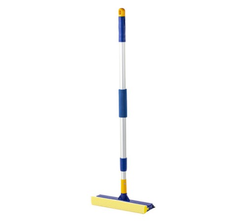 Окномойка LAIMA, алюминиевая телескопическая ручка 76-125 см, рабочая часть 25 см (стяжка, губка, ручка), для дома и офиса, 601493