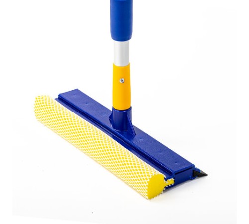 Окномойка LAIMA, алюминиевая телескопическая ручка 76-125 см, рабочая часть 25 см (стяжка, губка, ручка), для дома и офиса, 601493