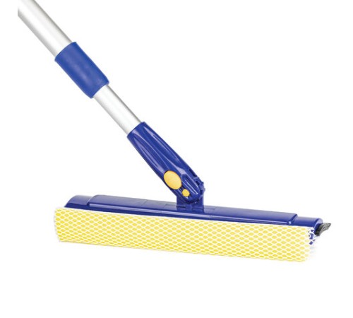 Окномойка LAIMA вращающаяся, телескопическая ручка, рабочая часть 25 см (стяжка, губка, ручка), для дома и офиса, 601494