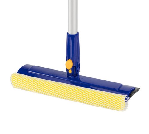 Окномойка LAIMA вращающаяся, телескопическая ручка, рабочая часть 25 см (стяжка, губка, ручка), для дома и офиса, 601494