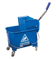 Тележка уборочная BRABIX, ведро 20 л, механический отжим, универсальная для ОФИСА/ДОМА, синяя, 601497