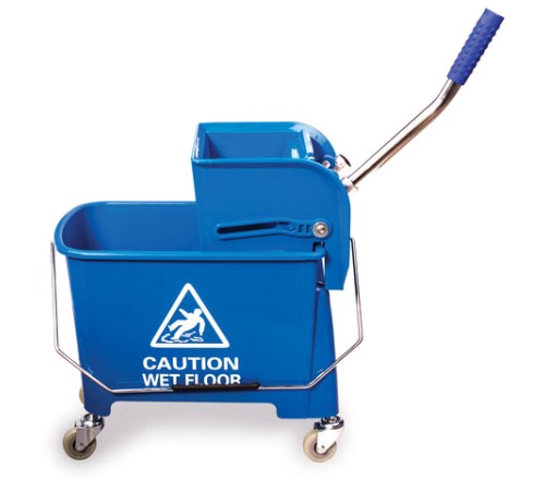Тележка уборочная BRABIX, ведро 20 л, механический отжим, универсальная для ОФИСА/ДОМА, синяя, 601497
