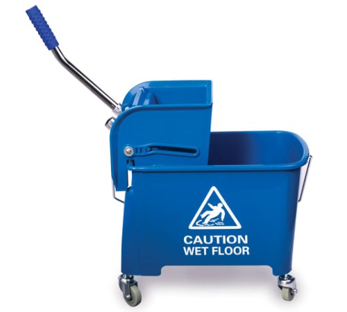 Тележка уборочная BRABIX, ведро 20 л, механический отжим, универсальная для ОФИСА/ДОМА, синяя, 601497