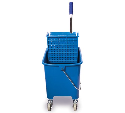 Тележка уборочная BRABIX, ведро 20 л, механический отжим, универсальная для ОФИСА/ДОМА, синяя, 601497