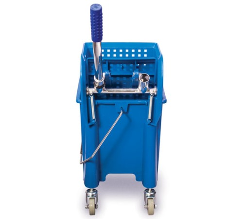 Тележка уборочная BRABIX, ведро 20 л, механический отжим, универсальная для ОФИСА/ДОМА, синяя, 601497