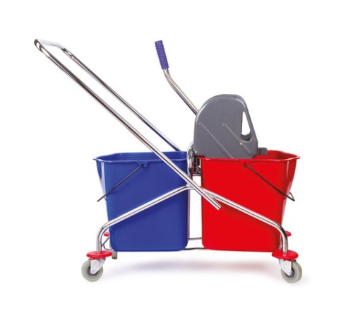 Тележка уборочная BRABIX, 2 съемных ведра 25 л, механический отжим, металлический каркас, 601499
