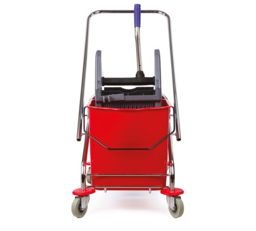 Тележка уборочная BRABIX, 2 съемных ведра 25 л, механический отжим, металлический каркас, 601499