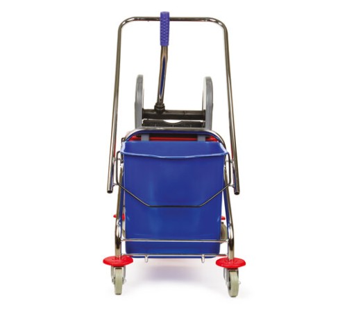 Тележка уборочная BRABIX, 2 съемных ведра 25 л, механический отжим, металлический каркас, 601499