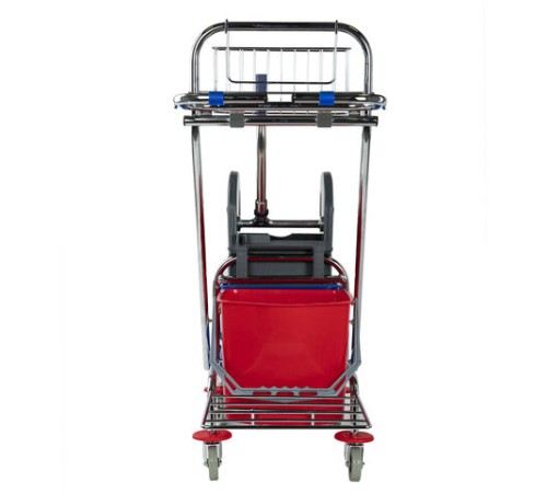 Тележка уборочная BRABIX, 2-съемных ведра по 15 л, отжим, корзина, держатель для мусорного мешка с поддерживающей платформой, 601500