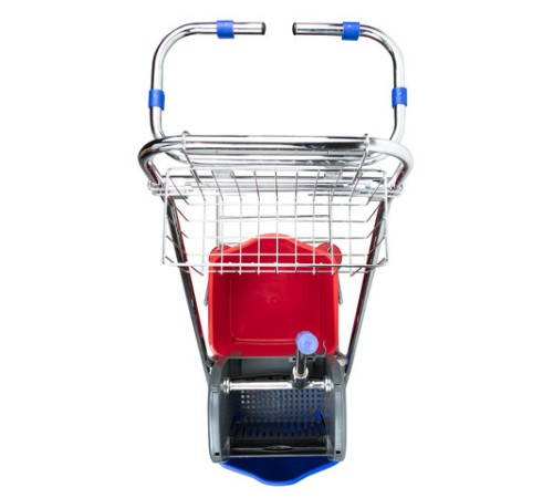 Тележка уборочная BRABIX, 2-съемных ведра по 15 л, отжим, корзина, держатель для мусорного мешка с поддерживающей платформой, 601500