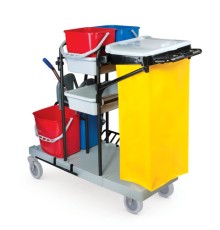 Тележка уборочная BRABIX, ведра 2х20 л, 2х11 л, механический отжим, держатель для мешка, мешок, 2 поддона, 601501