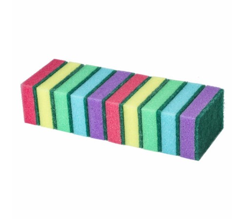 Губки для посуды 8х5,3х2,6 см, КОМПЛЕКТ 10 шт., STANDART, поролон с абразивным слоем, LAIMA К002, 601551