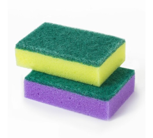 Губки для посуды 8х5,3х2,6 см, КОМПЛЕКТ 10 шт., STANDART, поролон с абразивным слоем, LAIMA К002, 601551