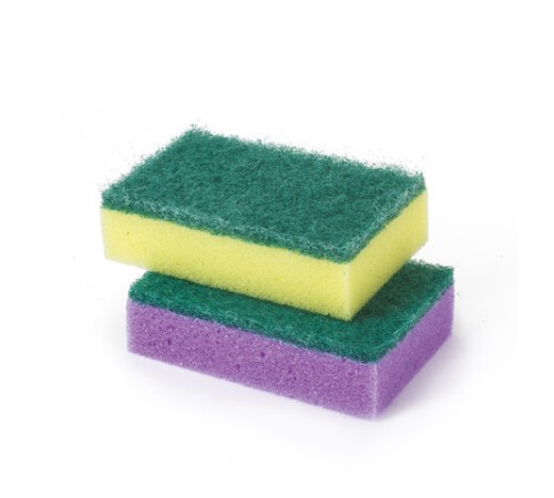 Губки для посуды 9,6х6,4х2,7 см, КОМПЛЕКТ 10 шт., MAXI, поролон с абразивным слоем, LAIMA К0003, 601552