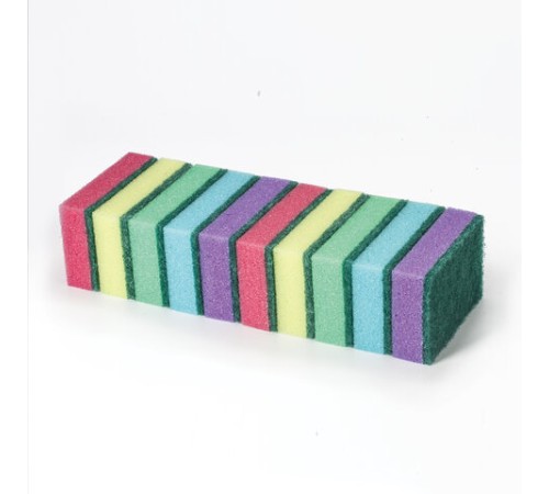 Губки для посуды 9,6х6,4х2,7 см, КОМПЛЕКТ 10 шт., MAXI, поролон с абразивным слоем, ОФИСМАГ К0012, 601553