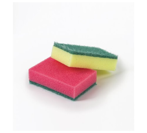 Губки для посуды 9,6х6,4х2,7 см, КОМПЛЕКТ 10 шт., MAXI, поролон с абразивным слоем, ОФИСМАГ К0012, 601553