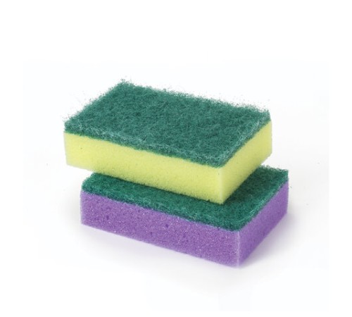 Губки для посуды 9,6х6,4х2,7 см, КОМПЛЕКТ 10 шт., MAXI, поролон с абразивным слоем, ОФИСМАГ К0012, 601553