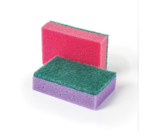 Губки для посуды 9,6х6,4х2,7 см, КОМПЛЕКТ 10 шт., MAXI, поролон с абразивным слоем, ОФИСМАГ К0012, 601553