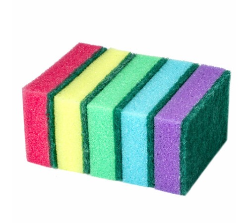 Губки для посуды 8х5,3х2,6 см, КОМПЛЕКТ 5 шт., STANDART, поролон с абразивным слоем, LAIMA К0014, 601555