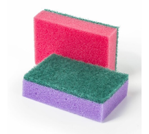 Губки для посуды 8х5,3х2,6 см, КОМПЛЕКТ 5 шт., STANDART, поролон с абразивным слоем, LAIMA К0014, 601555