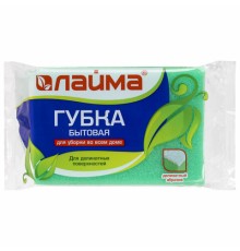 Губка для посуды 12х8,6х4,8 см, 1 шт., MEGA, поролон с абразивным слоем, профильная, кафель/уборка/посуда, LAIMA К1013, 601556