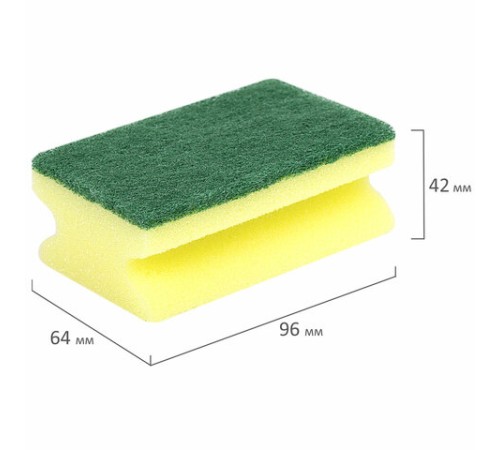 Губки для посуды 9,6х6,4х4 см, КОМПЛЕКТ 2 шт., MAXI, поролон с абразивным слоем, профильные, LAIMA К0015, 601557