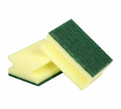 Губки для посуды 9,6х6,4х4 см, КОМПЛЕКТ 2 шт., MAXI, поролон с абразивным слоем, профильные, LAIMA К0015, 601557