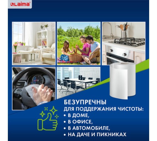 Салфетки универсальные в рулоне 30 шт., 25х30 см, вискоза (спанлейс), 45 г/м2, LAIMA, 601565