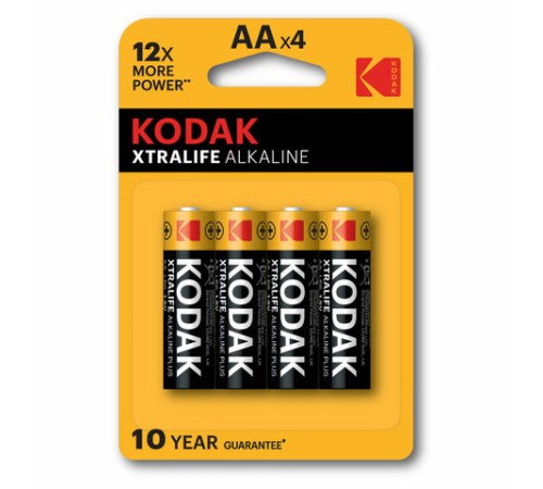 Батарейки алкалиновые "пальчиковые" КОМПЛЕКТ 4 шт., KODAK Xtralife Alkaline, АА (LR6, 24А), блистер, Б0014328 Батарейки алкалиновые "пальчиковые" КОМПЛЕКТ 4 шт., KODAK Xtralife Alkaline, АА (LR6, 24А), блистер, Б0014328