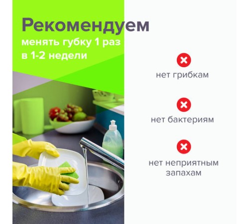 Губки для посуды 9,5х6,5х2 см, КОМПЛЕКТ 2 шт., ЦЕЛЛЮЛОЗНЫЕ (губчатые), LAIMA К1000, 601590