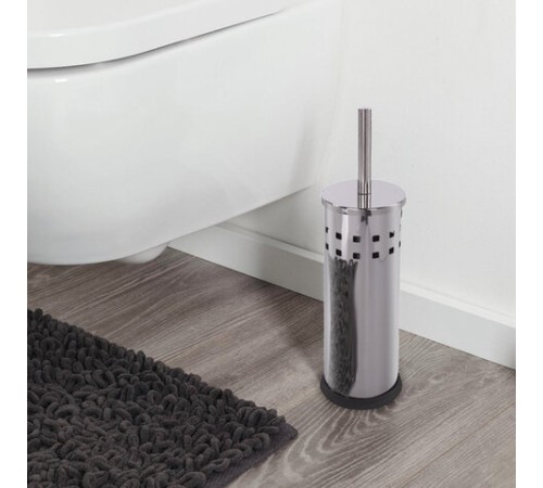 Ершик для унитаза с подставкой, нержавеющая сталь, зеркальный, LAIMA, 601616